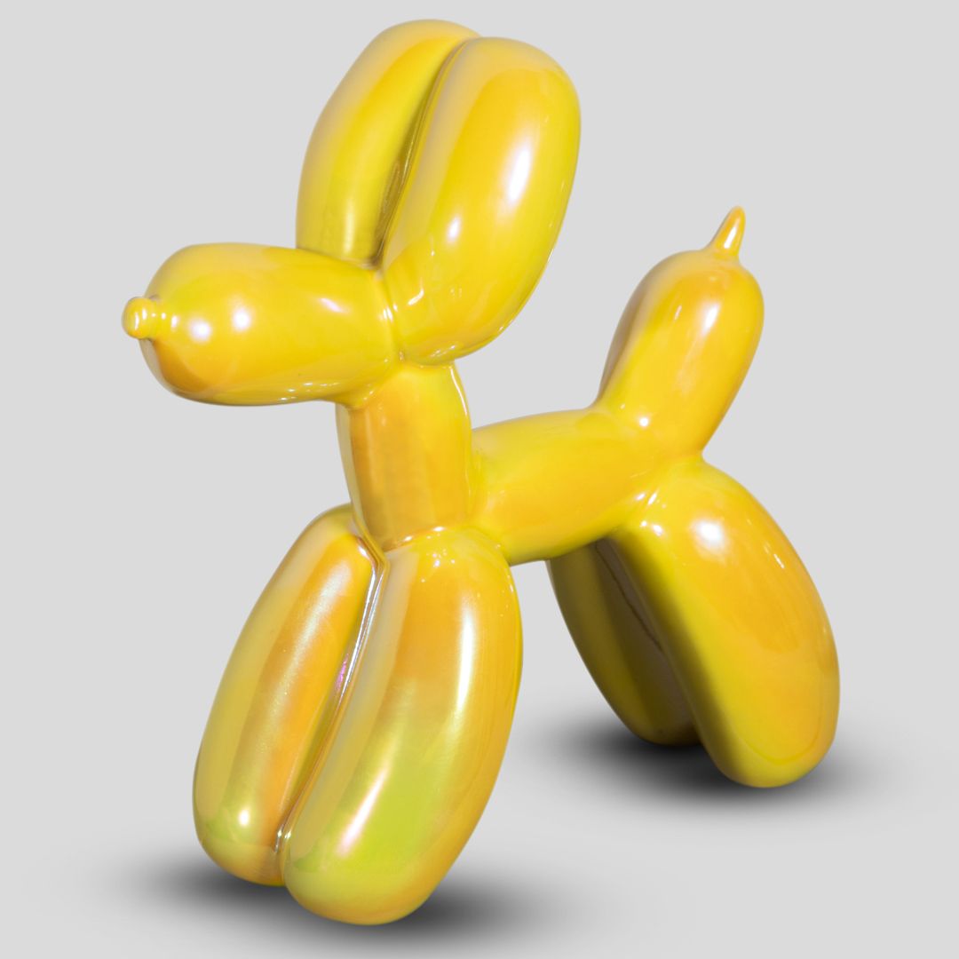 Soprammobile in ceramica - Happy Dog colore Yellow Pearl H: cm 23,5