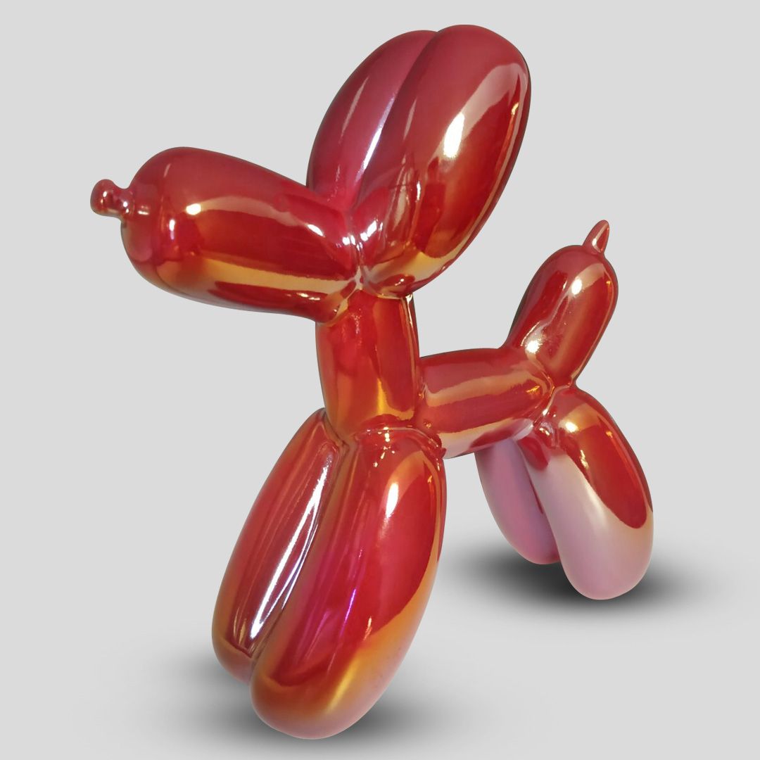 Soprammobile in ceramica - Happy Dog colore Pink Pearl H: cm 23,5