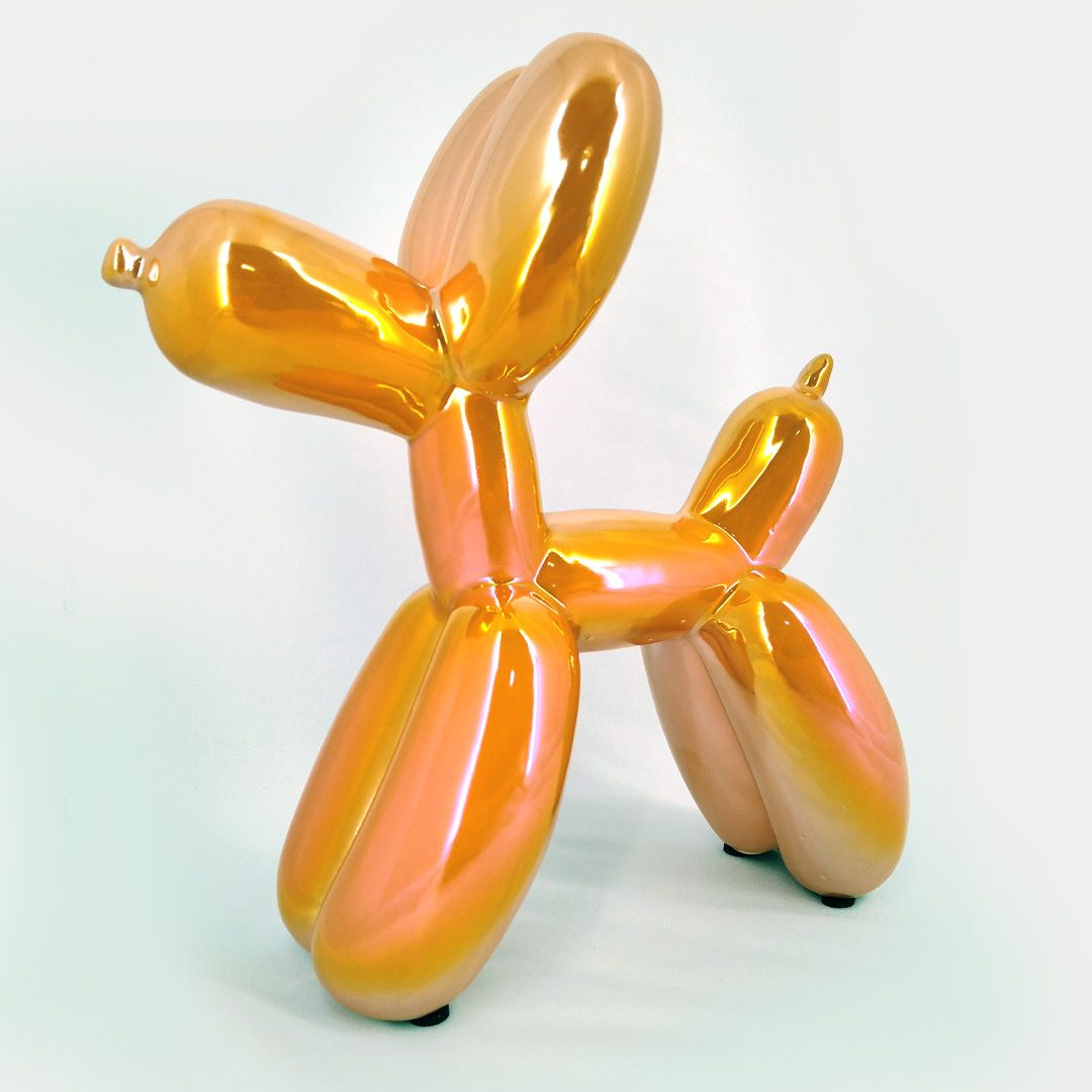 Soprammobile in ceramica - Happy Dog colore Orange Pearl H: cm 23,5