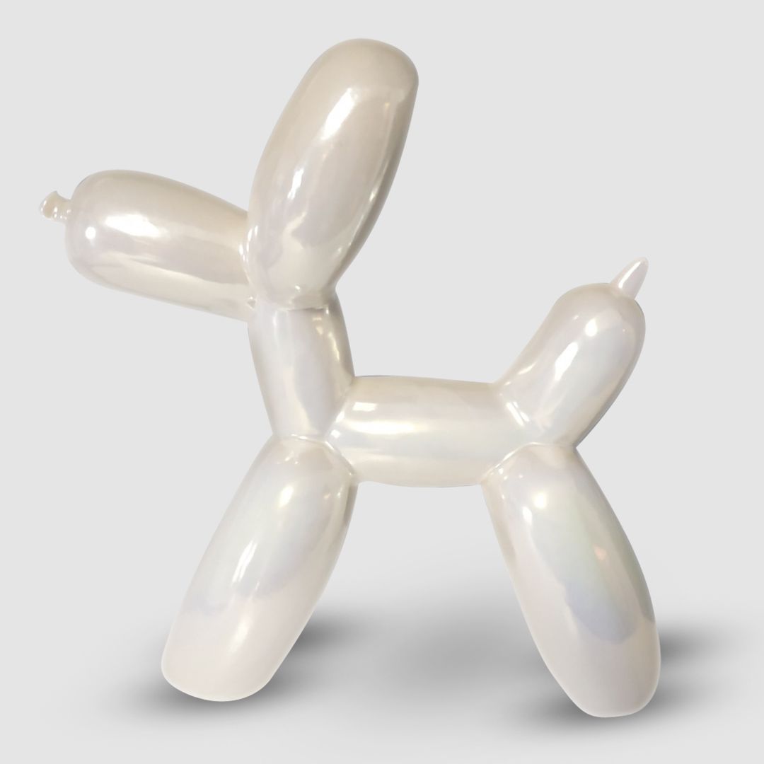 Soprammobile in ceramica - Happy Dog colore White Pearl H: cm 23,5