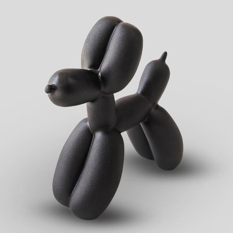 Soprammobile in ceramica - Happy Dog colore nero matto H: cm 23,5