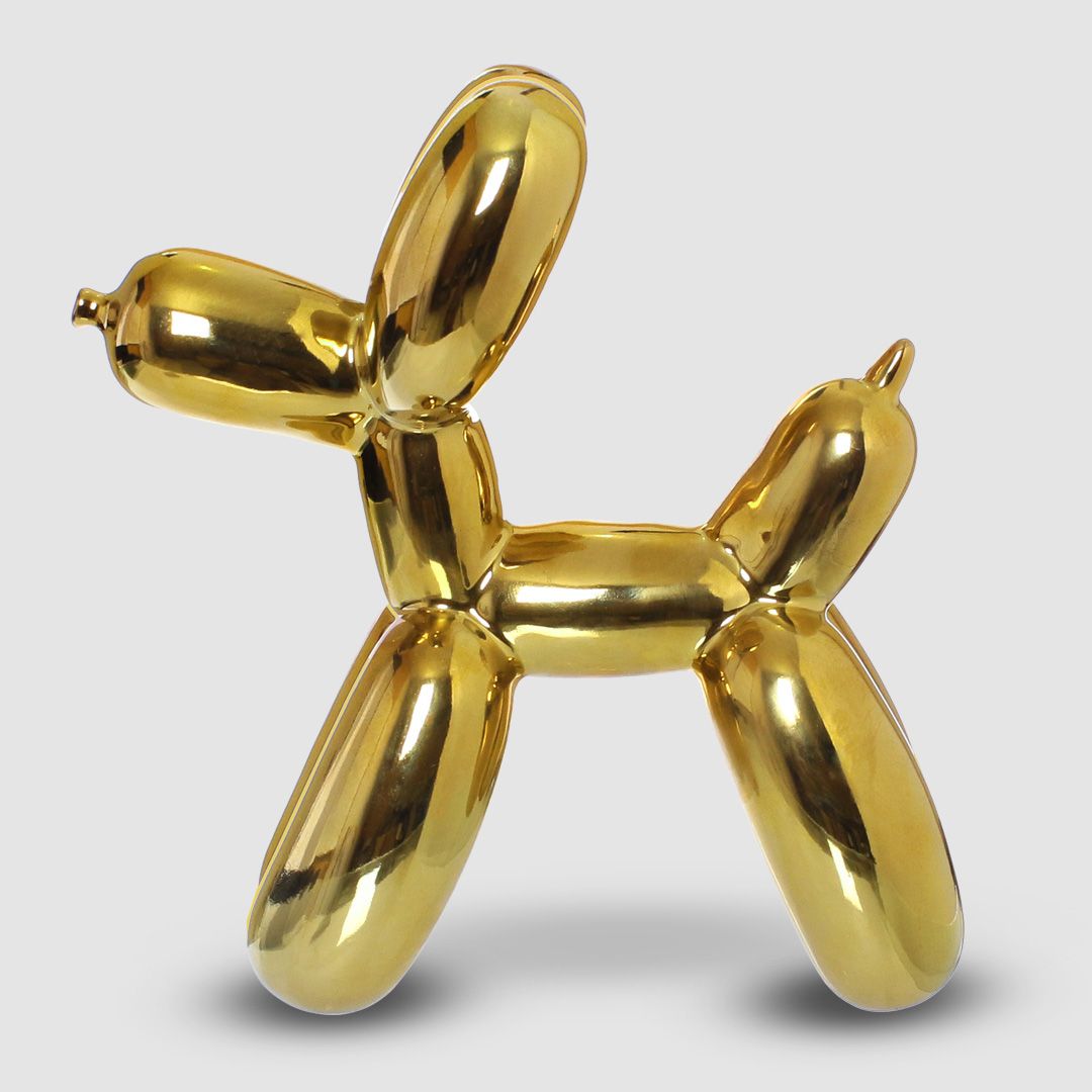 Soprammobile in ceramica - Happy Dog Metal colore Gold H: cm 23,5