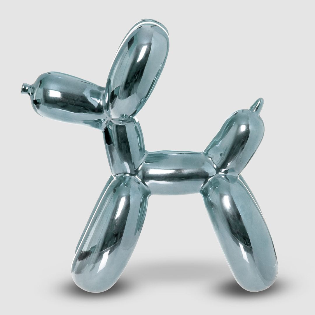 Soprammobile in ceramica - Happy Dog Metal colore Silver H: cm 23,5