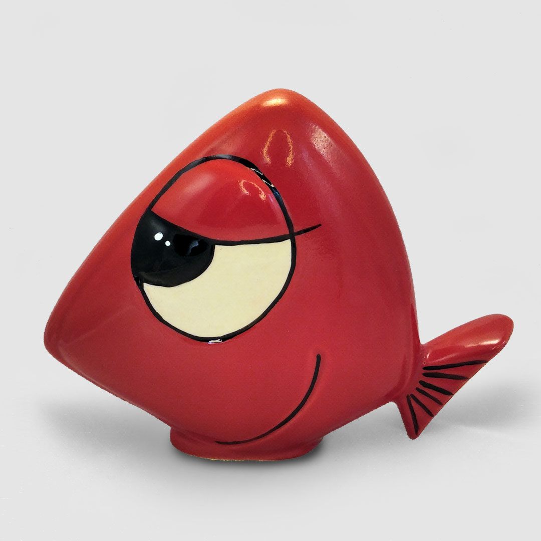 Soprammobile in ceramica - Happy Fish Classic colore Red H: cm 15,5