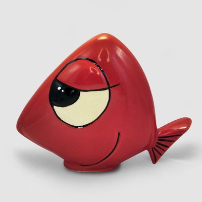 Soprammobile in ceramica - Happy Fish Classic colore Red H: cm 15,5