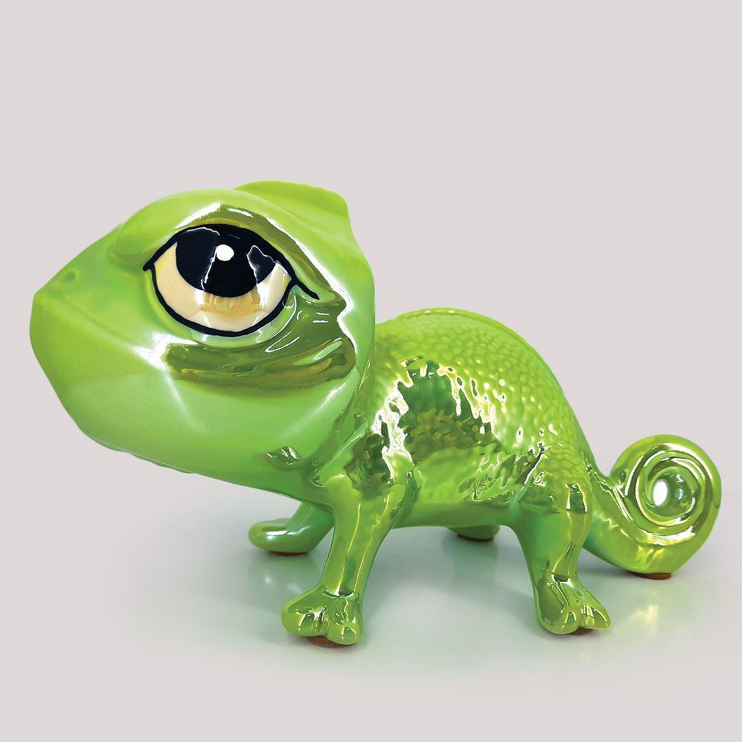 Soprammobile in ceramica - Camaleonte colore Green Pearl H: cm 16