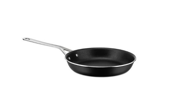 Alessi, padella a manico lungo in alluminio con rivestimento antiaderente ceramico, nero cm 24.