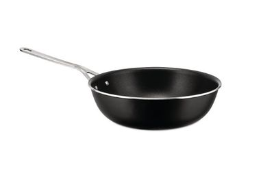 Alessi, Padella alta in alluminio con rivestimento antiaderente ceramico, nero cm 28.