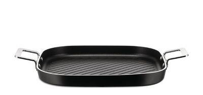 Alessi, bistecchiera in alluminio con rivestimento antiaderente ceramico, nero cm 29.