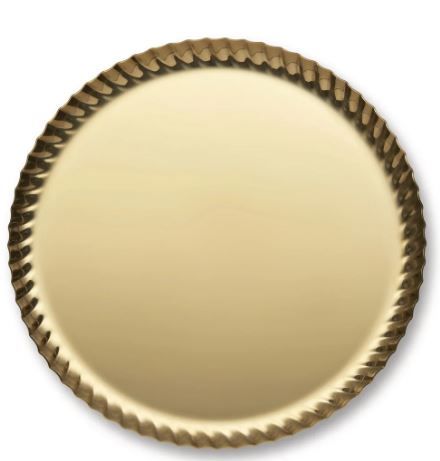 Alessi, Vassoio rotondo decoro Pleats in acciaio 18/10, con rivestimento in PVD, oro cm 23. art: JK02/23 GD