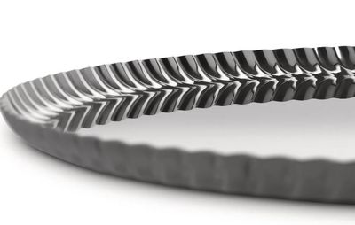Alessi, Vassoio rotondo decoro Pleats in acciaio inossidabile 18/10 cm 23 art: JK02/23