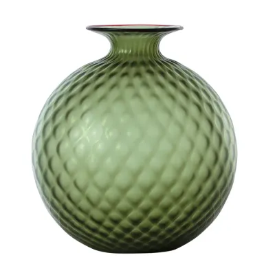 Venini Vaso Monofiore Balloton Verde Mela con filo rosso 100.29