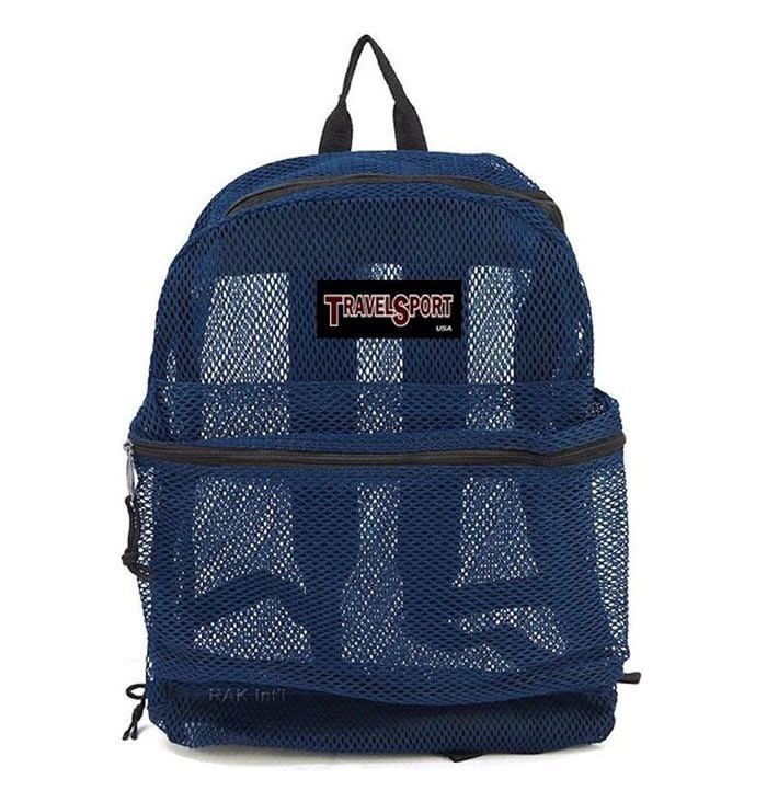 Triple Gear Track Large Mesh Backpack 17&quot; Navy