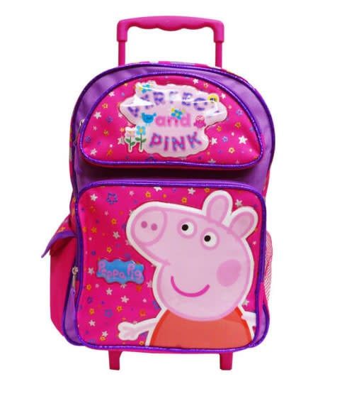 Peppa Pig Large 16&quot; Rolling Backpack Glitter Pink
