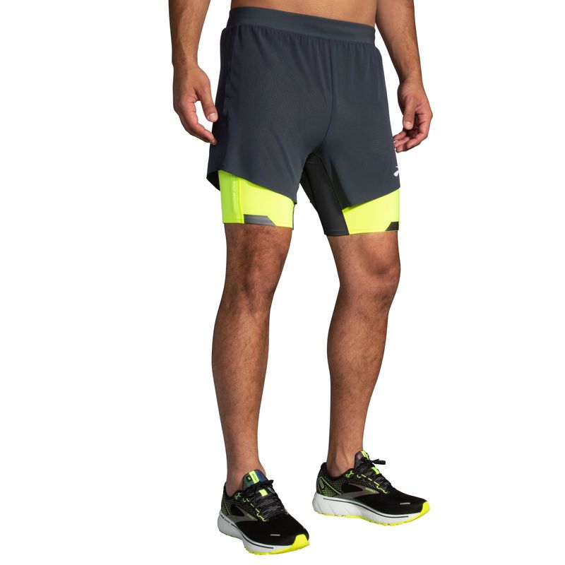 BROOKS MENS RUN VISIBLE 5&quot; 2-in-1 SHORT