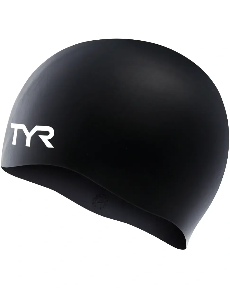 TYR SOLID WRINKLE-FREE SILICONE SWIM CAP, Color: 001 BLACK