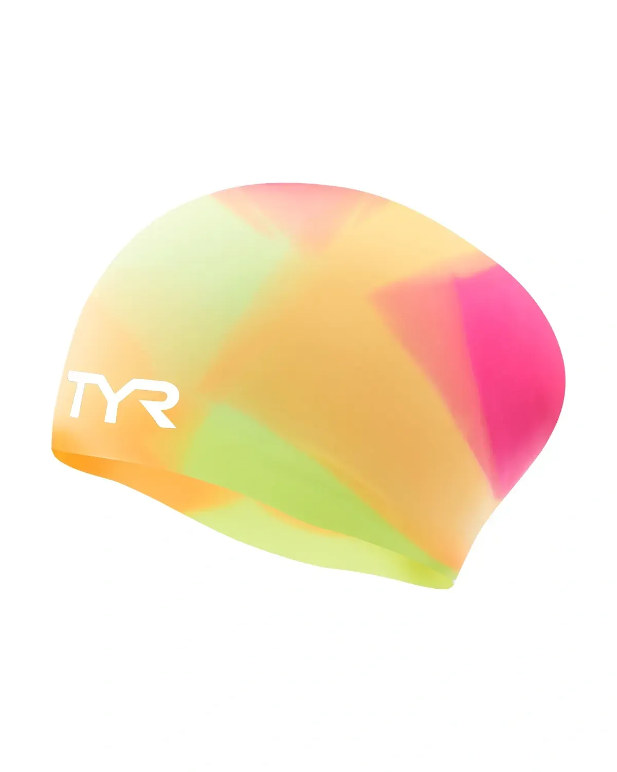 JR TIE DYE LONG HAIR SILICONE SWIM CAP, Color: 173 YELLOW/PINK/ORANGE