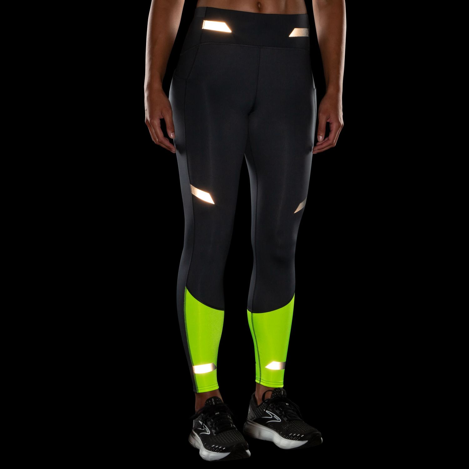WOMENS RUN VISIBLE TIGHT, Color: 044 - ASPHALT/NIGHTLIFE, Size: XS