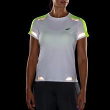 WOMENS RUN VISIBLE SHORT SLEEVE, Color: 134 - WHITE/ASPHALT/NIGHTLIFE, Size: XS