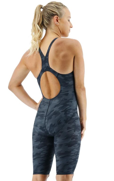 TYR THRESHER CAMO OPEN BACK SWIMSUIT, Color: 001 BLACK, Size: 18