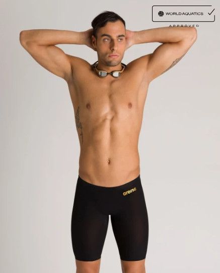 ARENA POWERSKIN CARBON AIR2 JAMMER, Color: BLACK-BLACK-GOLD, Size: 30