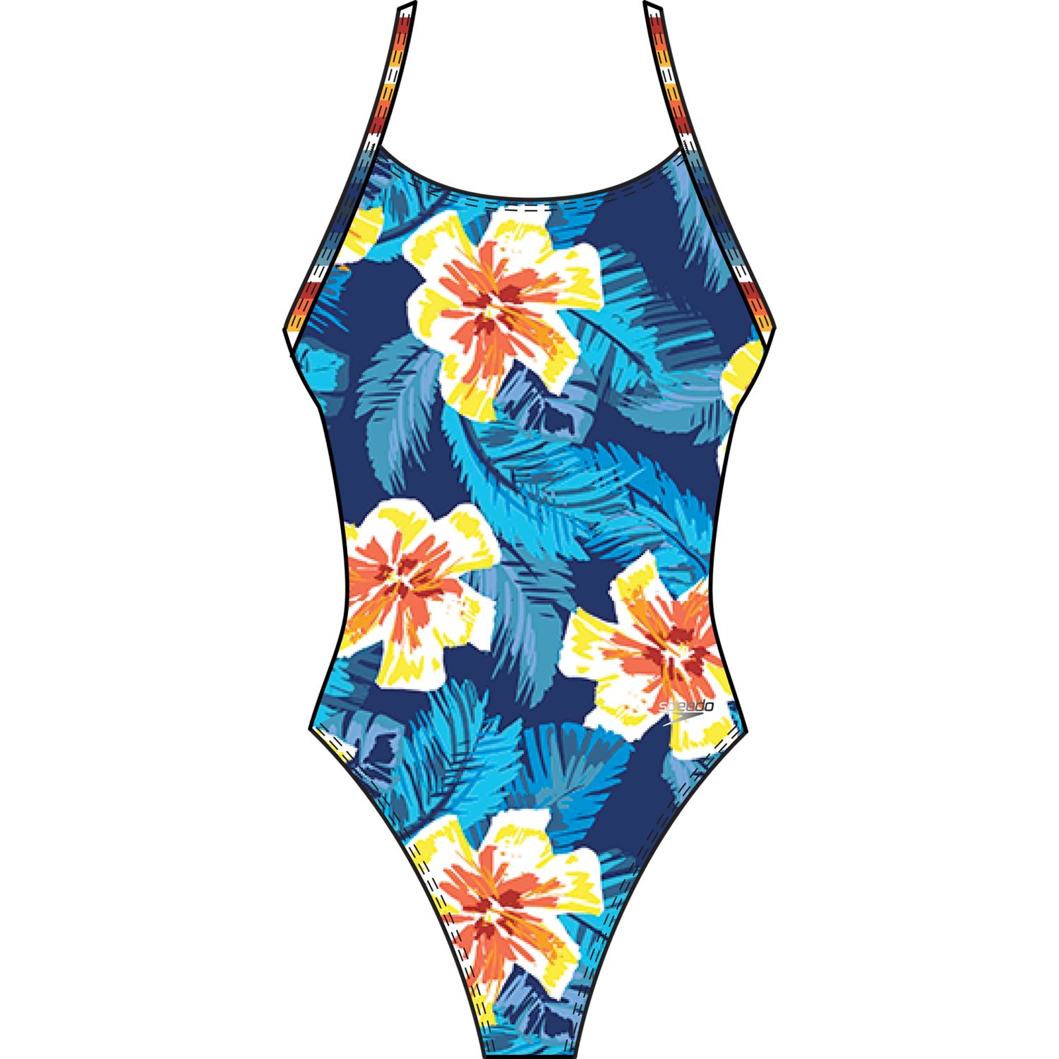 SPEEDO PRINTED MOON FLOWER BLUE DOUBLE LACE BACK, Size: 24