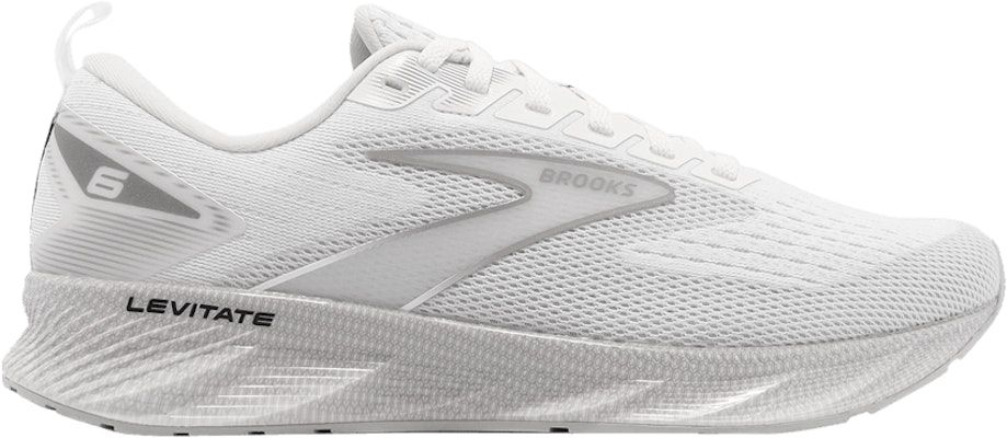 BROOKS MENS LEVITATE 6, COLOR: 126 - BRIGHT WHITE/OYSTER MUSHROOM, SIZE: 11.5, WIDTH: REG (D)