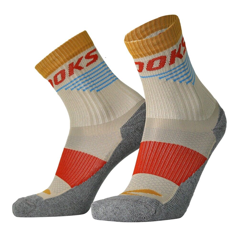 BROOKS HIGH POINT CREW, Color: 214 OATMEAL/RED CLAY, Size: S