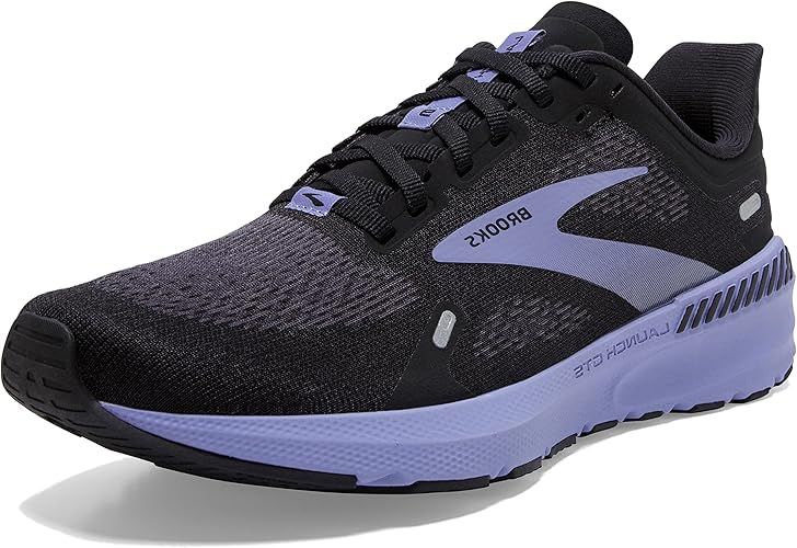 BROOKS WOMENS LAUNCH GTS 9, COLOR: 060 - BLACK/EBONY/PURPLE, SIZE: 9.5, WIDTH: REG (B)