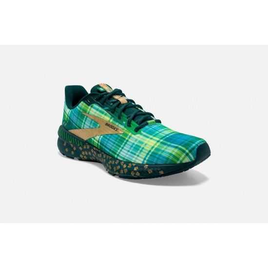 BROOKS MENS LAUNCH 8, COLOR: 326 - FERN GREEN/METALLIC/GOLD DEEP TEAL, SIZE: 11, WIDTH: REG (D)