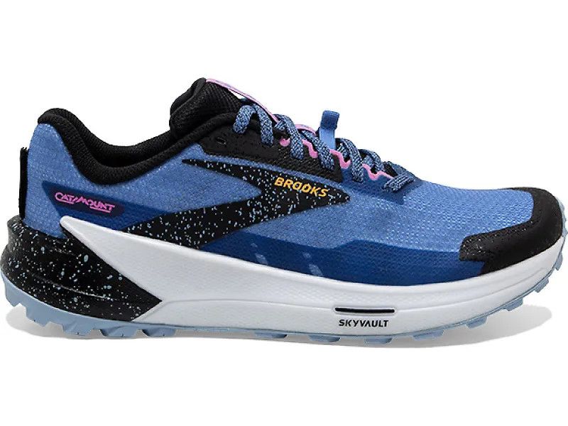 BROOKS WOMENS CATAMOUNT 2, COLOR: 414 - BLUE/BLACK/YELLOW, SIZE: 9.5, WIDTH: REG (B)