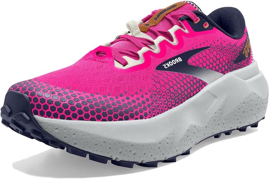 BROOKS WOMENS CALDERA 6, COLOR: 645 - PINK GLO/PEACOAT/MARSHMALLOW, SIZE: 10, WIDTH: REG (B)
