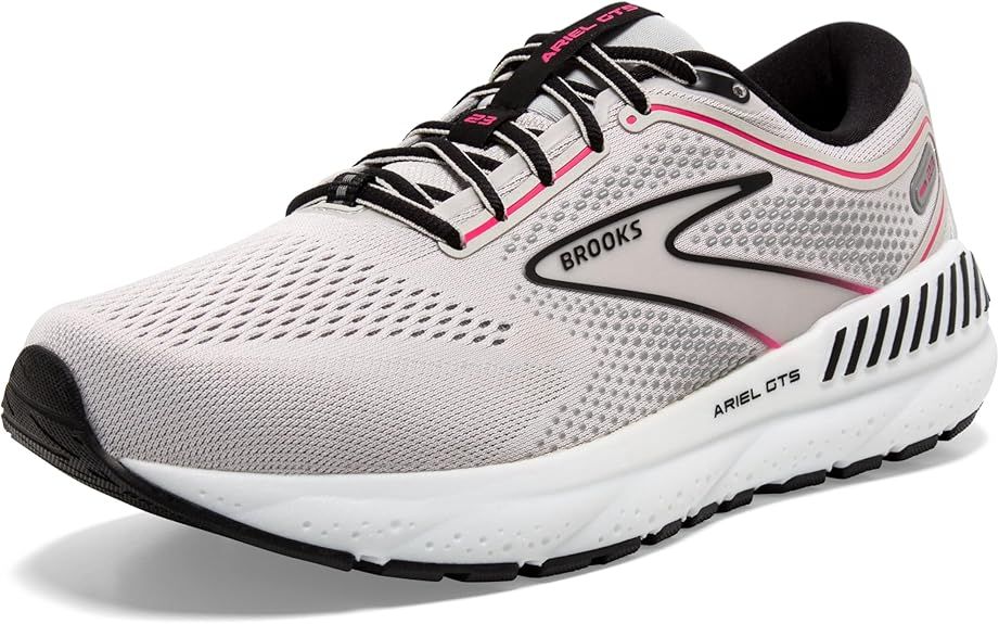 BROOKS WOMENS ARIEL GTS 23, COLOR: 078 - GREY/BLACK/PINK, SIZE: 10.5, WIDTH: REG (B)