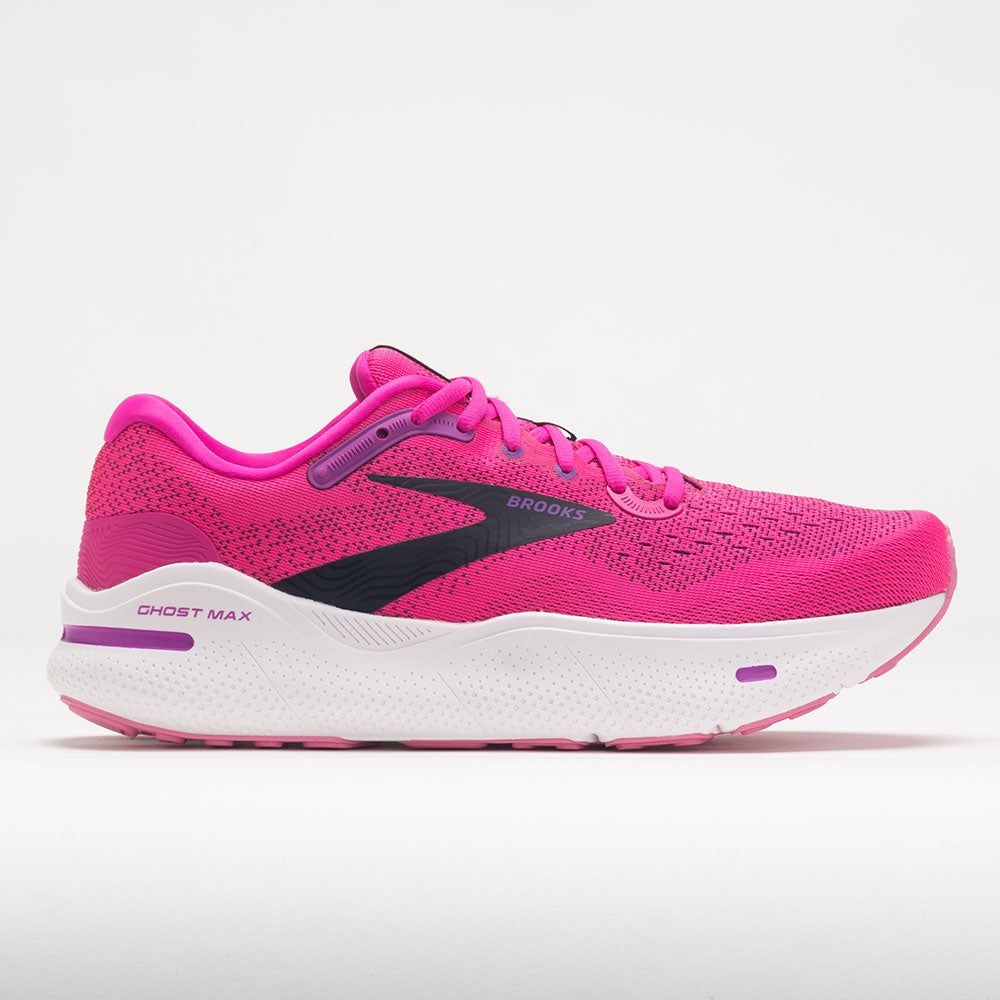 BROOKS WOMENS GHOST MAX, COLOR: 628 - PINK GLO/PURPLE/BLACK, SIZE: 9.5, WIDTH: REG (B)