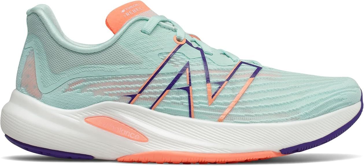 NEW BALANCE WOMENS FUELCELL REBEL V2, COLOR: LP - WHITE MINT/CITRUS PUNCH, SIZE: 9.5, WIDTH: REG (B)