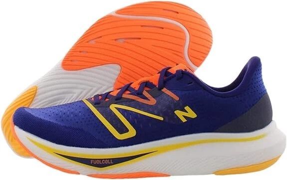 NEW BALANCE MENS FUELCELL REBEL V3, COLOR: MN - BLUE/VIBRANT APRICOT/VIBRANT ORANGE, SIZE: 9.5, WIDTH: REG (D)