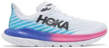 HOKA WOMENS MACH 5, COLOR: WSBB - White Scuba Blue, SIZE: 10, WIDTH: REG (B)