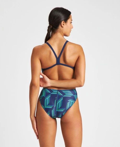 ARENA PUZZLED CHALLENGE BACK, Size: 24, Color: 660 NAVY/SOFT GREEN