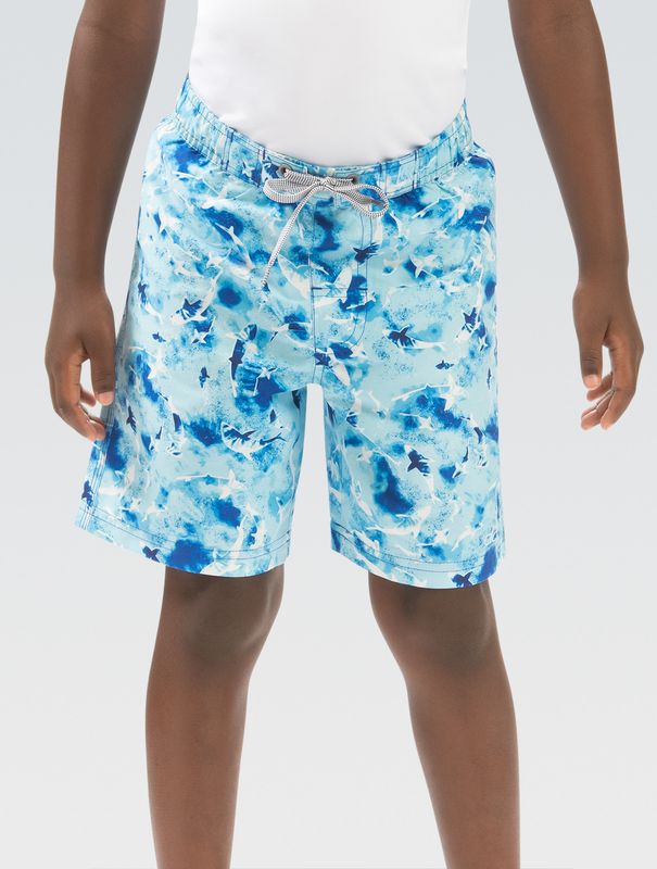 BOYS LITTLE DOLFIN SHARK BITE PRINTED SWIM TRUNKS