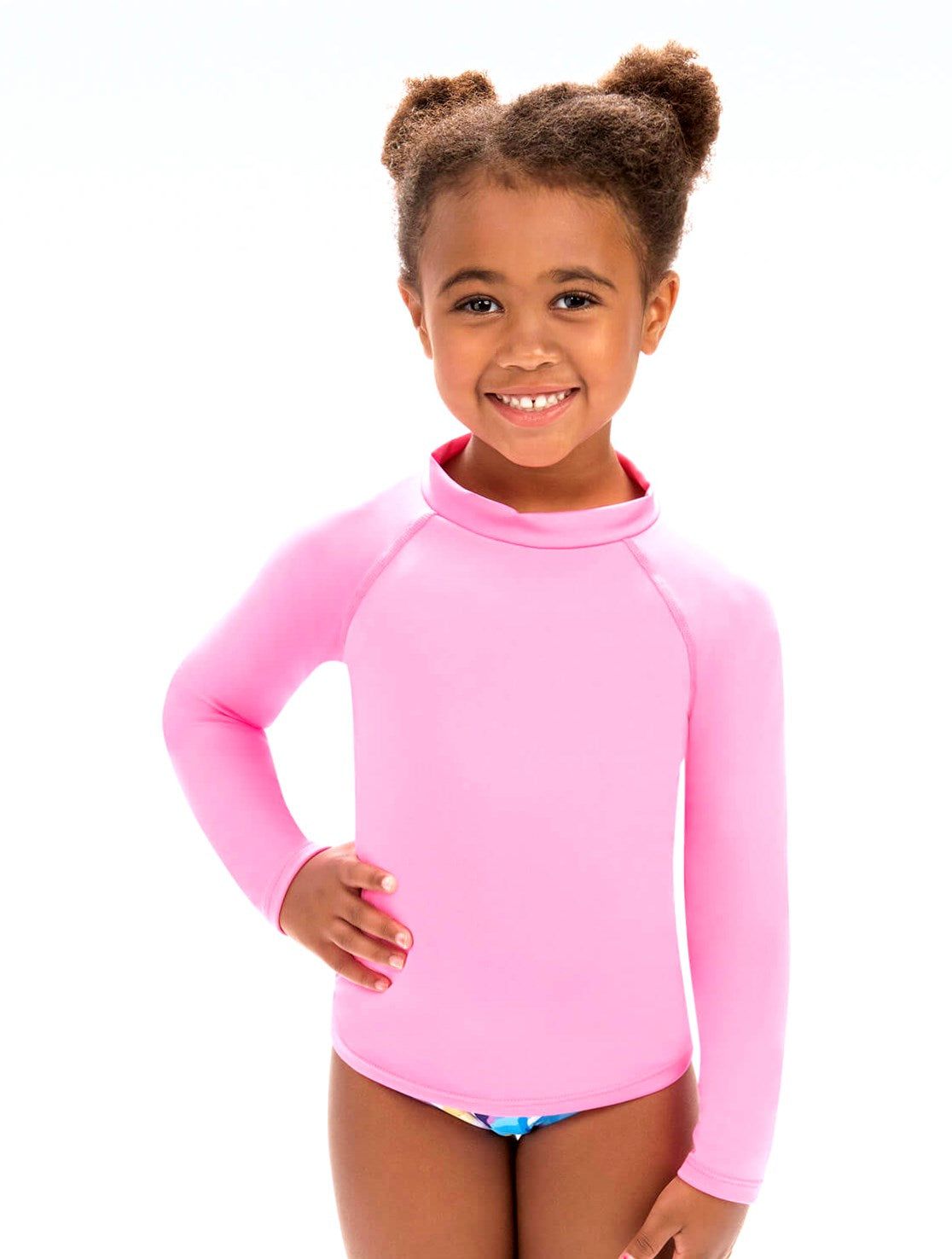 LITTLE DOLFIN TODDLER LONG SLEEVE RASH GUARD, Color: PINK, Size: 4