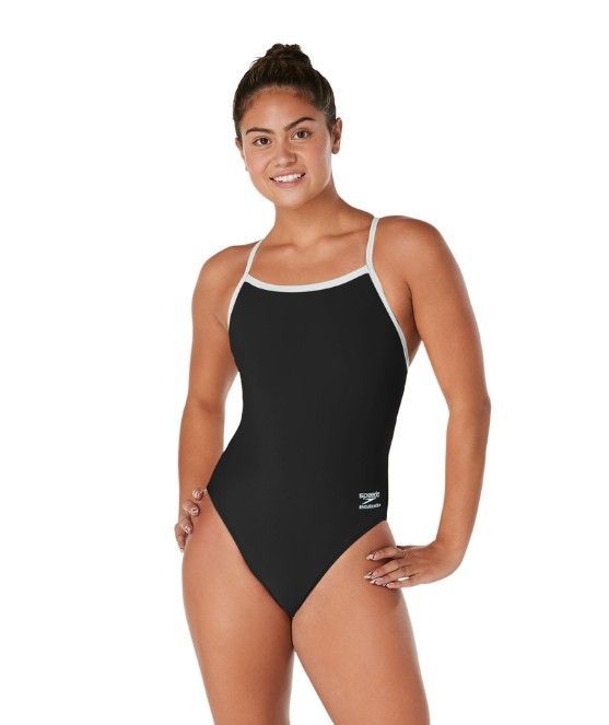 SPEEDO ENDURANCE+ SOLID TRAINING FLYBACK, Size: 22, Color: 001 - BLACK/WHITE