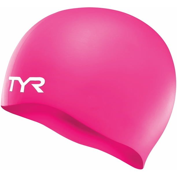 TYR JR LONG HAIR SOLID WRINKLE-FREE SILICONE SWIM CAP, Color: 693 FL PINK