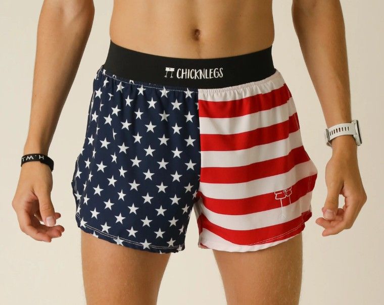 CHICKNLEGS MENS USA 4&quot; HALF SPLIT SHORTS