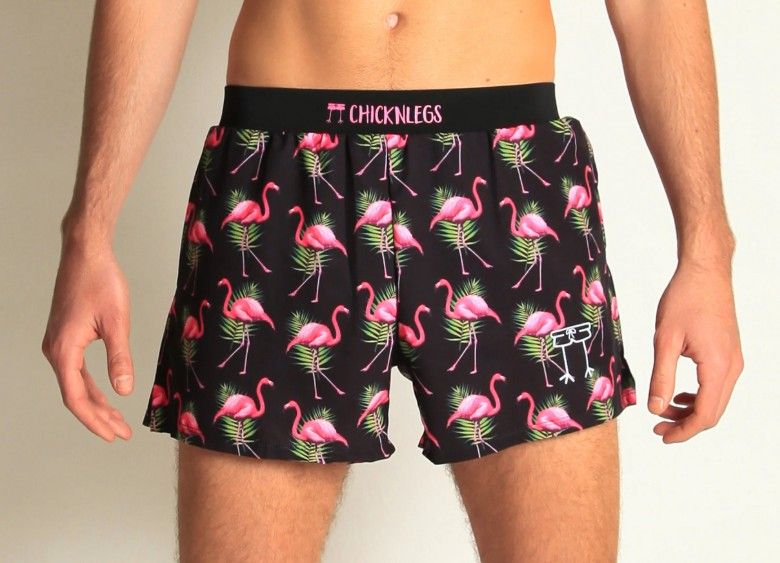 CHICKNLEGS MENS FLAMINGO 4&quot; HALF SPLIT SHORTS