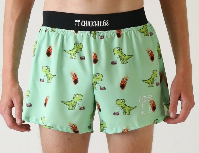 CHICKNLEGS MENS DINO-SORE 4&quot; HALF SPLIT SHORTS