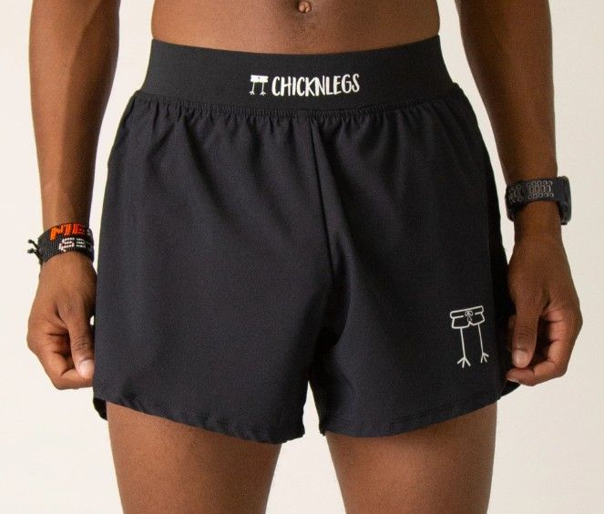 CHICKNLEGS MENS SOLIDS 4&quot; HALF SPLIT SHORTS, Size: XS, Color: BLACK