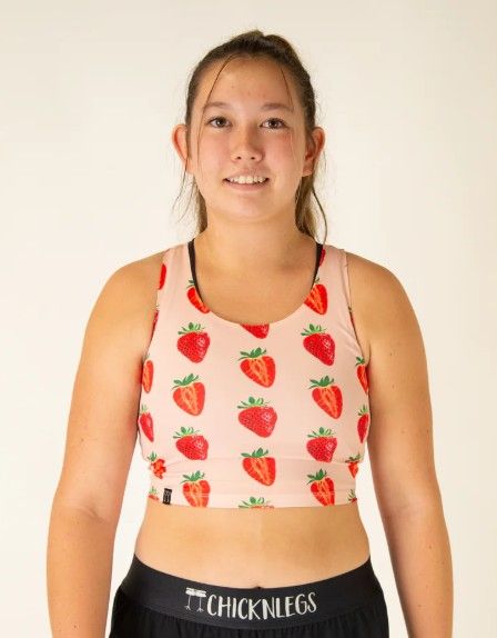 CHICKNLEGS WOMENS STRAWBERRY SZN PWR CROP TOP