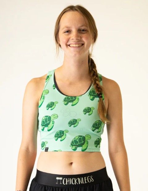 CHICKNLEGS WOMENS SEA TURTLES PWR CROP TOP