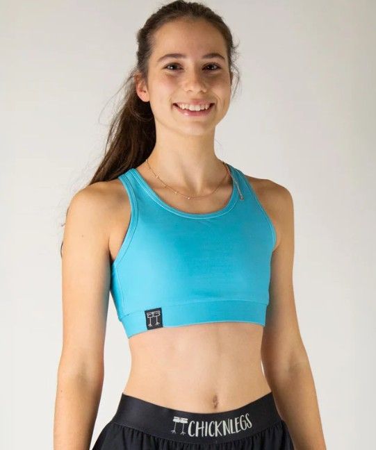 CHICKNLEGS WOMENS SOLIDS OG SPORTS BRAS, Color: SKY BLUE, Size: XS