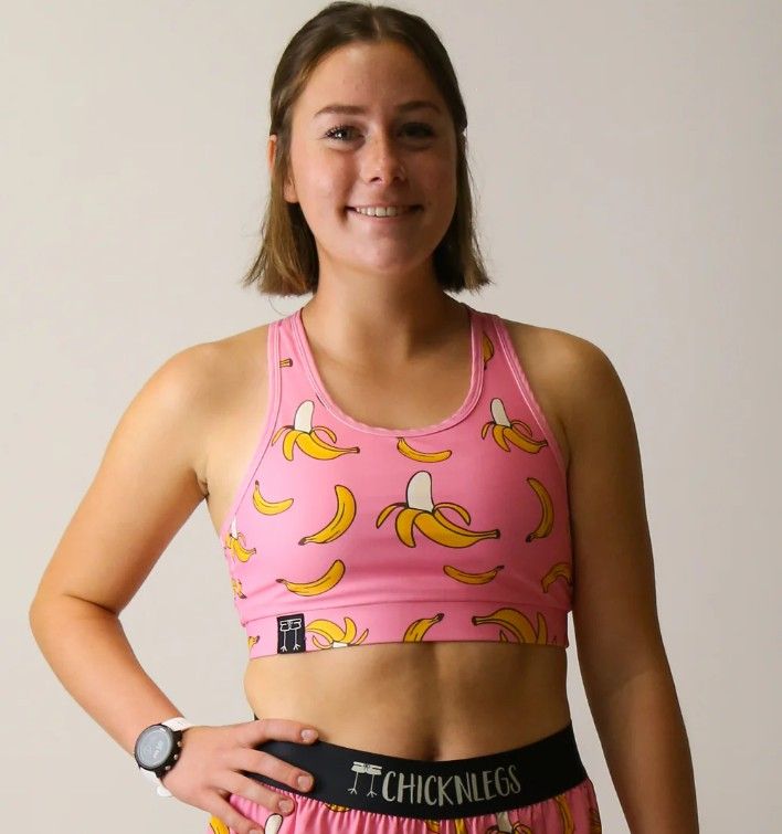 CHICKNLEGS WOMENS PINK BANANA OG SPORTS BRA